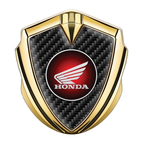 Honda Emblem Aufkleber Autozubehor Goldtonfarbe mit Schwarz Kohlenstoff Hintergrund und Rundes Logo