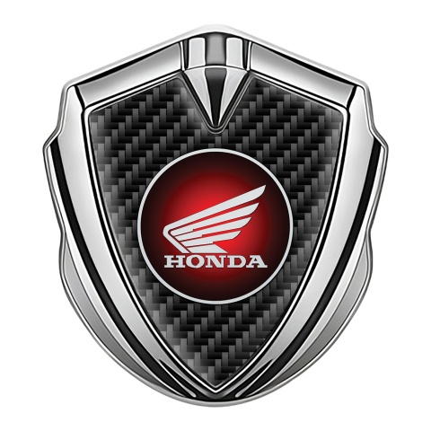Honda Emblem Aufkleber Autozubehor Silbertonfarbe mit Schwarz Kohlenstoff Hintergrund und Rundes Logo