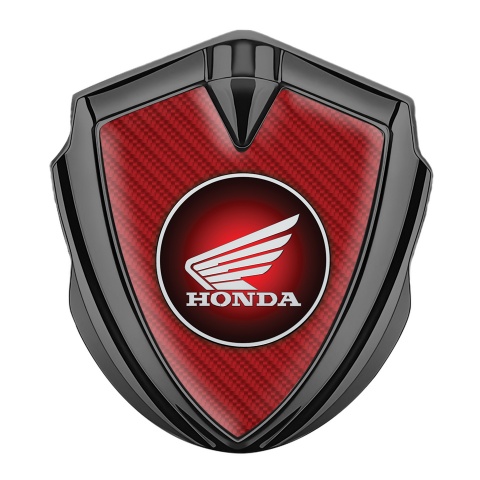 Honda Selbstklebendes Metallaufkleber Emblem Graphit Tonfarbe mit Rote Kohlenstoff Basis Und Rundes Logo