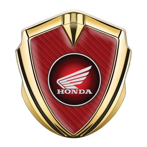 Honda Selbstklebendes Metallaufkleber Emblem Goldtonfarbe mit Rote Kohlenstoff Basis Und Rundes Logo