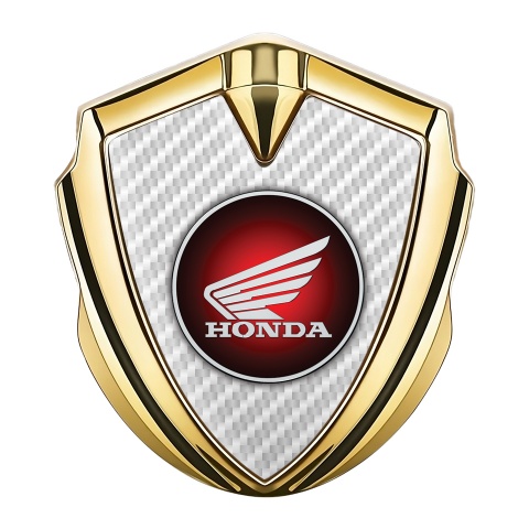 Honda Emblem Logo Schriftzug Aufkleber Goldtonfarbe mit Weiss carbon und Runde Logo