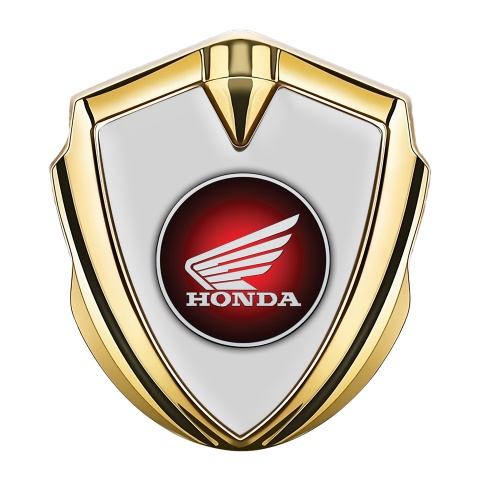 Honda Abzeichen selbstklebend Goldtonfarbe mit Mondgraue Basis und Rundes Logo Stil