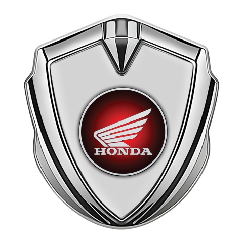 Honda Abzeichen selbstklebend Silbertonfarbe mit Mondgraue Basis und Rundes Logo Stil
