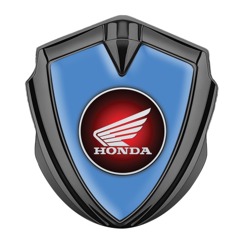 Honda Emblem Abzeichen selbstklebend  Graphit Tonfarbe mit Blau Fundaments und Rundes Logo Design