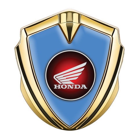 Honda Emblem Abzeichen selbstklebend Goldtonfarbe mit Blau Fundaments und Rundes Logo Design