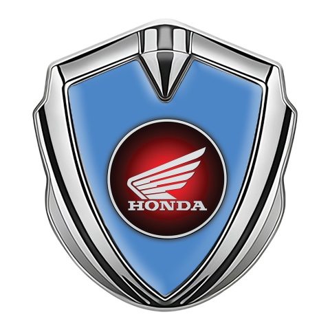 Honda Emblem Abzeichen selbstklebend Silbertonfarbe mit Blau Fundaments und Rundes Logo Design