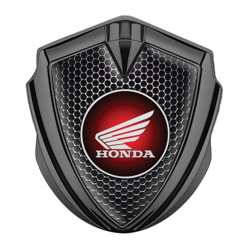 Honda Emblem Auto Zeichen Graphit Tonfarbe mit Perforierter Stahl Design Basis und Rundes Logo