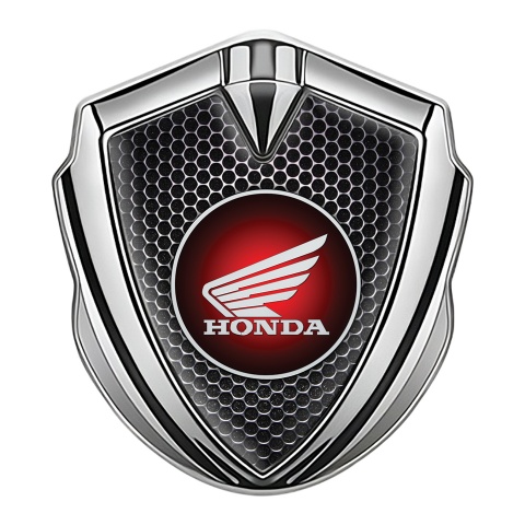 Honda Emblem Auto Zeichen Silbertonfarbe mit Perforierter Stahl Design Basis und Rundes Logo