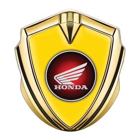 Honda Emblem Aufkleber Autozubehor Goldtonfarbe mit Gelb Fundaments und Rundes logo Design