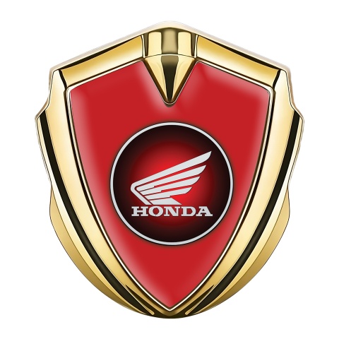 Honda Selbstklebendes Metallaufkleber Emblem Goldtonfarbe mit Rote Fundaments design