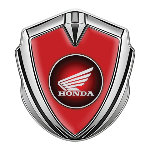 Honda Selbstklebendes Metallaufkleber Emblem Silbertonfarbe mit Rote Fundaments design