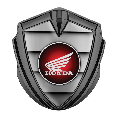 Honda Emblem Abzeichen selbstklebend Graphit Tonfarbe mit Metallstufen Hintergrund Stil und Rundes Logo