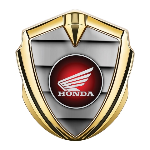 Honda Emblem Abzeichen selbstklebend Goldtonfarbe mit Metallstufen Hintergrund Stil und Rundes Logo