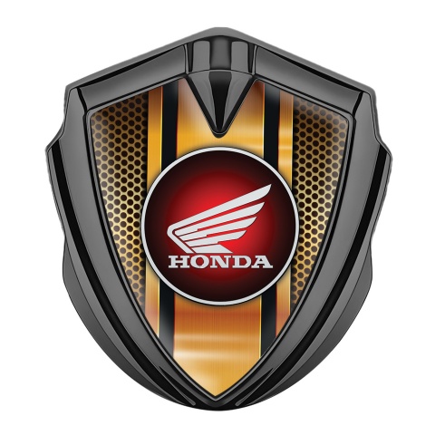 Honda Selbstklebendes Metallaufkleber Emblem Graphit Tonfarbe mit Orange 3D Motiv