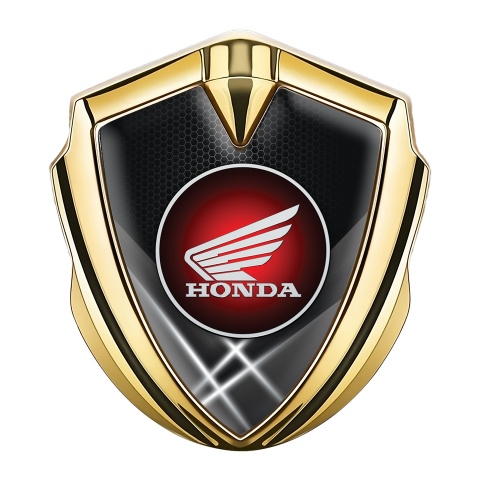 Honda Seitenflugel Emblem Aufkleber Goldtonfarbe mit Lichteffekt der Hintergrund und Wings Logo
