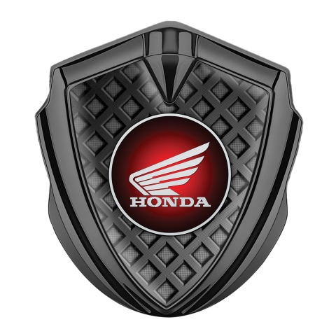Honda Abzeichen selbstklebend Graphit Tonfarbe mit 3D Mesh Design und Rundes Logo
