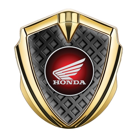 Honda Abzeichen selbstklebend Goldtonfarbe mit 3D Mesh Design und Rundes Logo