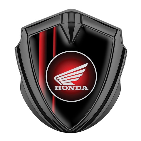 Honda Emblem Abzeichen selbstklebend Graphit Tonfarbe mit Rote schwarze Segel Auflage