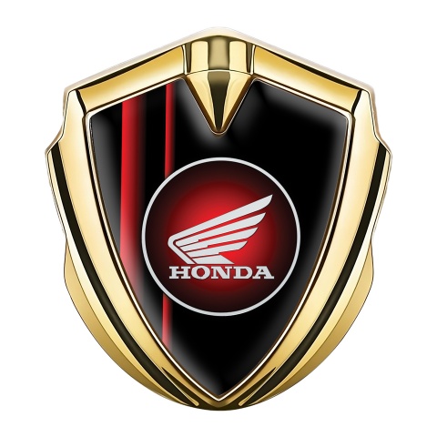 Honda Emblem Abzeichen selbstklebend Goldtonfarbe mit Rote schwarze Segel Auflage