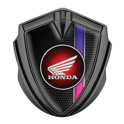 Honda Emblem Auto Zeichen Graphit Tonfarbe Kohlenstoff mit lila Band Design und Runde Logo