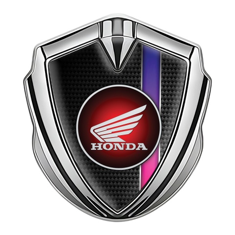 Honda Emblem Auto Zeichen Silbertonfarbe Kohlenstoff mit lila Band Design und Runde Logo