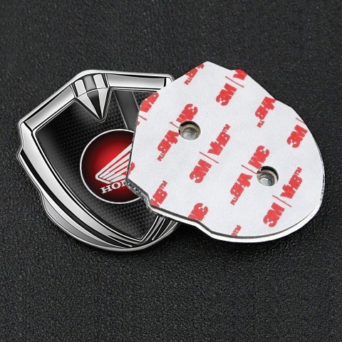 Honda Emblem Aufkleber Autozubehor Silbertonfarbe mit Grau Band Fundaments und Rundes Rot Logo