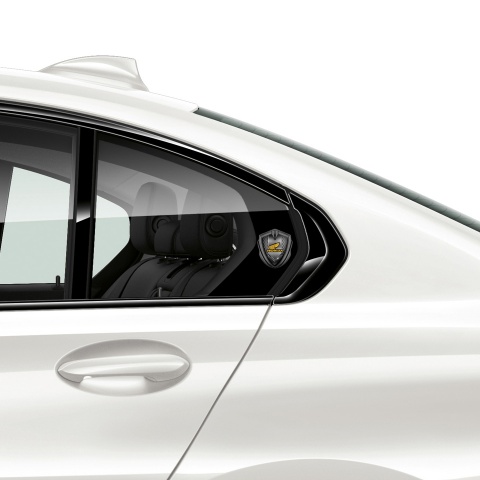 Honda Abzeichen selbstklebend Graphit Tonfarbe mit Perforiertes Metallblech Basis design und Gelb Logo