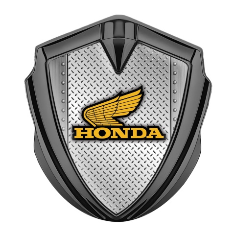 Honda Emblem Abzeichen selbstklebend Graphit Tonfarbe mit Metallgeflecht mit Stahlplatte Basis Stil