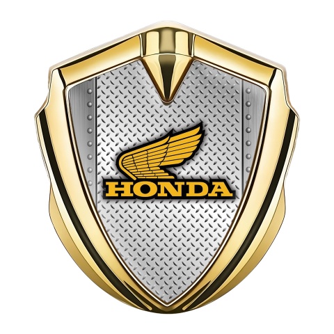 Honda Emblem Abzeichen selbstklebend Goldtonfarbe mit Metallgeflecht mit Stahlplatte Basis Stil