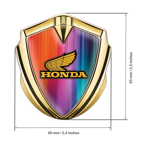 Honda Abzeichen selbstklebend Goldtonfarbe mit Mehrfarbig Basis und Gelb Logo