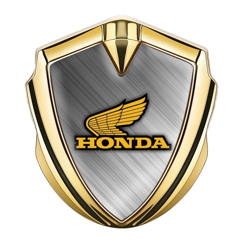 Honda Emblem Abzeichen selbstklebend Goldtonfarbe mit Geburstetes Aluminium Design