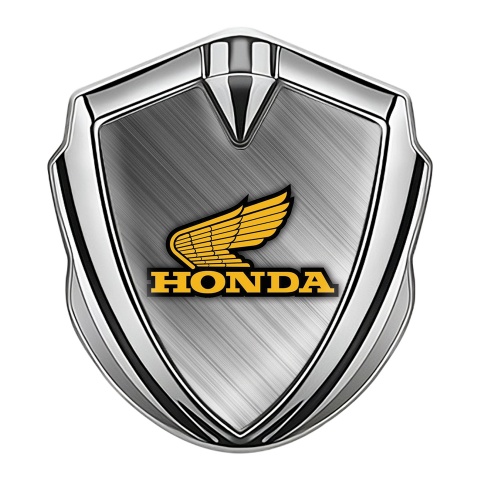 Honda Emblem Abzeichen selbstklebend Silbertonfarbe mit Geburstetes Aluminium Design