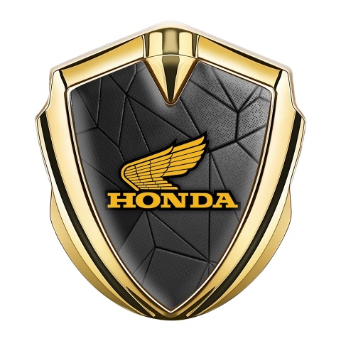 Honda Emblem Auto Zeichen Goldtonfarbe mit Dunkel Mozaik Hintergrund und Gelb Logo