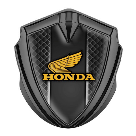 Honda Emblem Aufkleber Autozubehor Graphit Tonfarbe mit Dunkles Netz Hintergrund und Gelb Logo