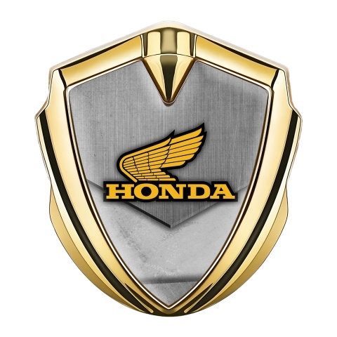 Honda Selbstklebendes Metallaufkleber Emblem Goldtonfarbe mit Grunge Thema Basis