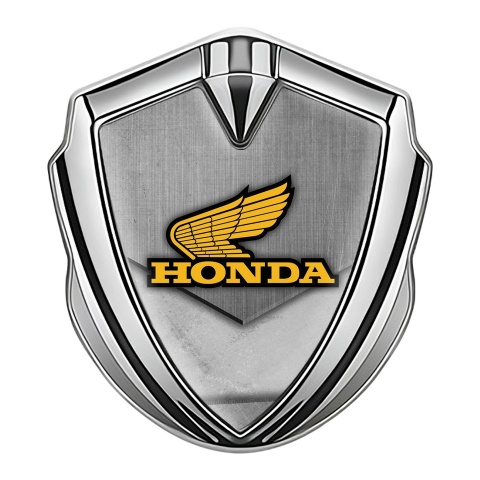 Honda Selbstklebendes Metallaufkleber Emblem Silbertonfarbe mit Grunge Thema Basis