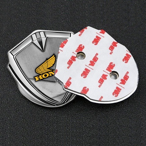 Honda Selbstklebendes Metallaufkleber Emblem Silbertonfarbe mit Grunge Thema Basis