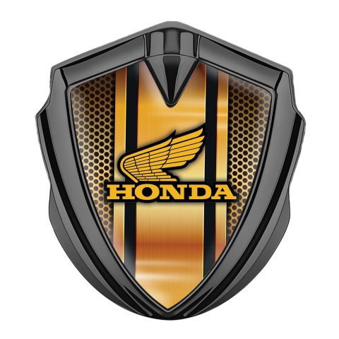 Honda Abzeichen selbstklebend Graphit Tonfarbe mit Orange Ornamente Design