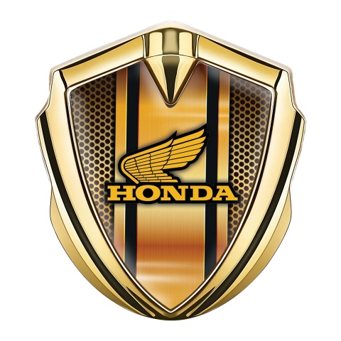 Honda Abzeichen selbstklebend Goldtonfarbe mit Orange Ornamente Design