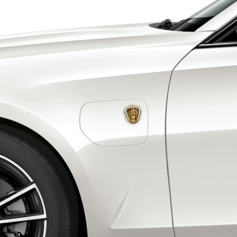 Honda Abzeichen selbstklebend Goldtonfarbe mit Orange Ornamente Design