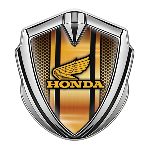 Honda Abzeichen selbstklebend Silbertonfarbe mit Orange Ornamente Design