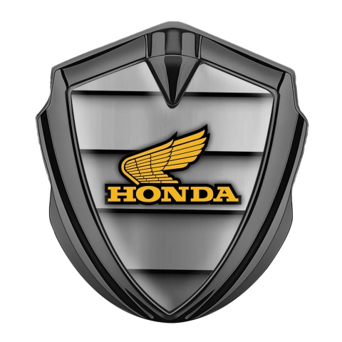 Honda Emblem Aufkleber Autozubehor Graphit Tonfarbe mit Metallplatten Hintergrund und Gelb logo Stil