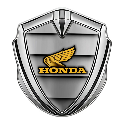 Honda Emblem Aufkleber Autozubehor Silbertonfarbe mit Metallplatten Hintergrund und Gelb logo Stil