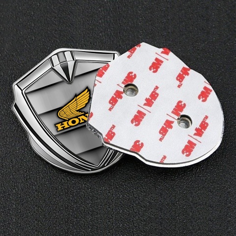 Honda Emblem Aufkleber Autozubehor Silbertonfarbe mit Metallplatten Hintergrund und Gelb logo Stil