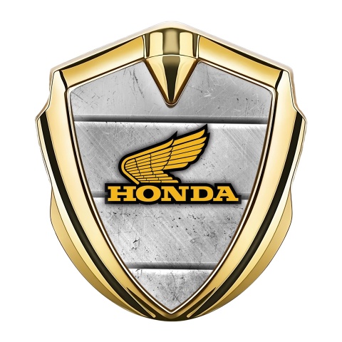 Honda Selbstklebendes Metallaufkleber Emblem Goldtonfarbe mit Zerkratzter Stein Effekt