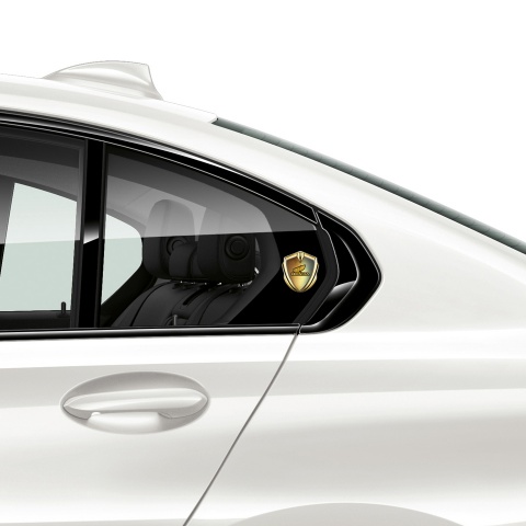 Honda Seitenflugel Emblem Aufkleber Goldtonfarbe mit Goldgrune Basis