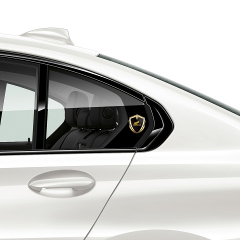 Honda Abzeichen selbstklebend Goldtonfarbe mit Schwarz Basis und Gelb Logo Design
