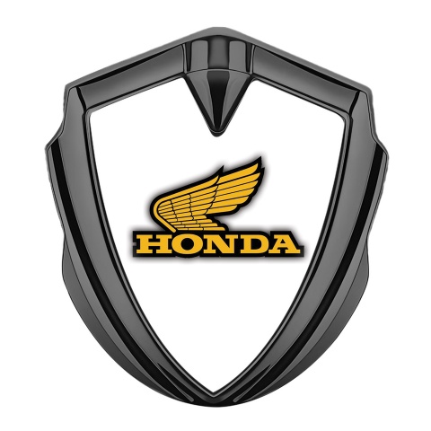 Honda Emblem Abzeichen selbstklebend Graphit Tonfarbe mit Weiss Vorlage und Gelb Logo