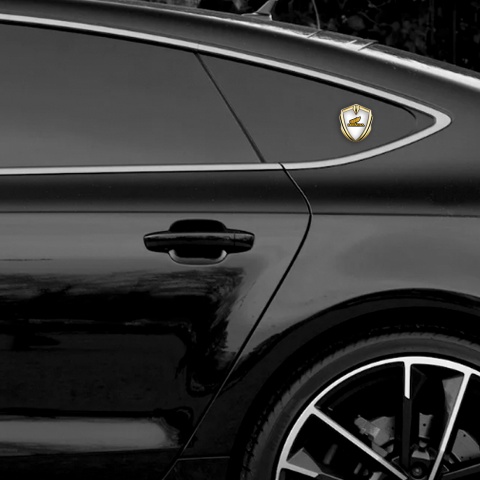 Honda Emblem Abzeichen selbstklebend Goldtonfarbe mit Weiss Vorlage und Gelb Logo