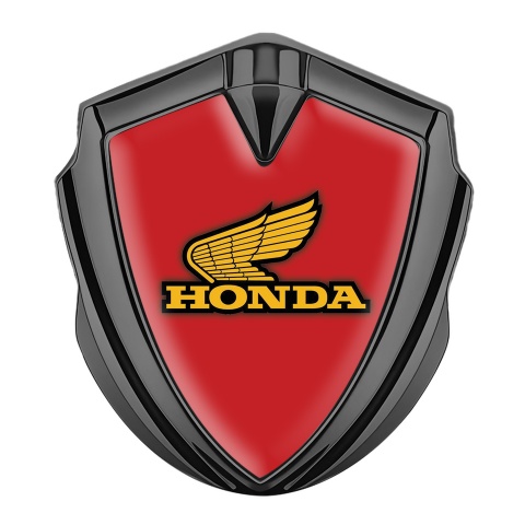 Honda Emblem Auto Zeichen Graphit Tonfarbe mit Rote Vorlage und Gelb Logo